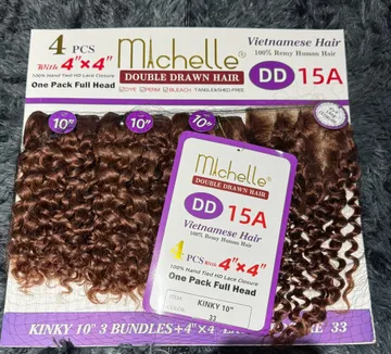 Machelle Double Drawn kinky curls 4x4 closure