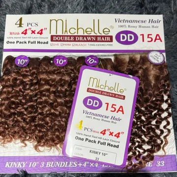 Machelle Double Drawn kinky curls 4x4 closure