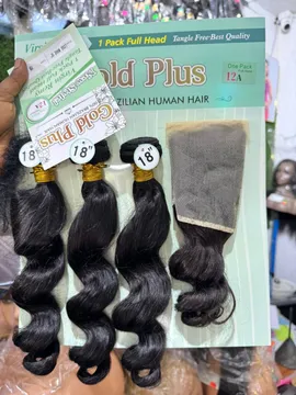 Gold Plus Brazilian Human Hair Extensions with 13by4