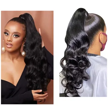 Bouncy Detachable Ponytail Human Hair Blend