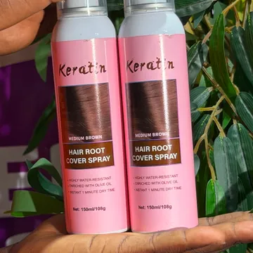 Keratin hair root cover spray