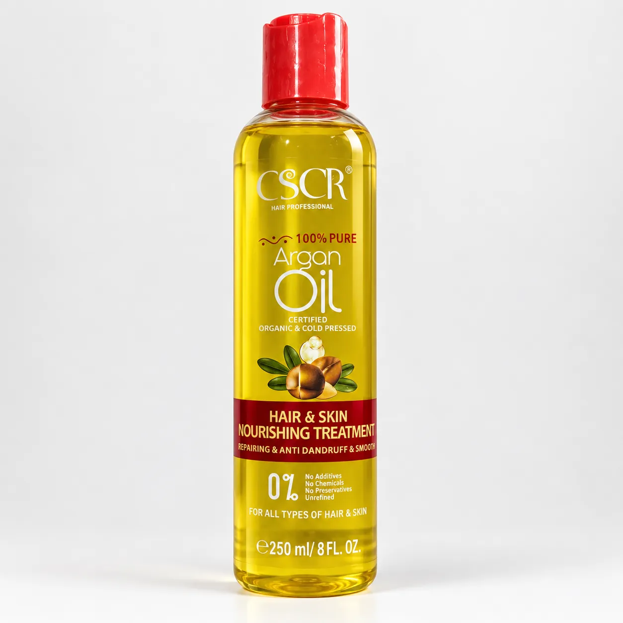 CSCR 100% Pure Argan Oil Certified Organic Cold Pressed Hair and Skin Nourishing Treatment Repairing Anti Dandruff Smooth