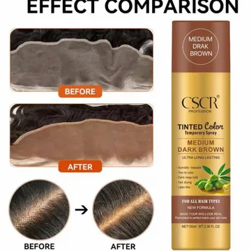 CSCR Tinted Color Temporary Spray Lace Tint for Wig Hairline Natural Finish Long Lasting Latex Free
