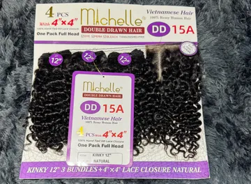 Machelle double drawn kinky 4x4 closure