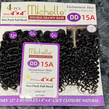 Machelle double drawn kinky 4x4 closure