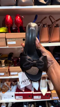ZARA 3.5 Inch Black Bow Slipper Heel 3.5ZBBSH
