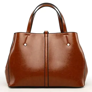 Brown Retro Patent Portable Bucket Bag