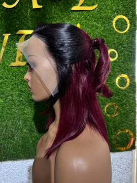 Luxurious Burgundy Lace frontal bob wig
