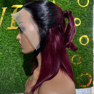 Luxurious Burgundy Lace frontal bob wig