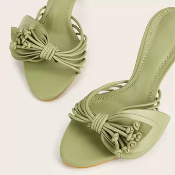 Olive Green Floral Slipper Heel