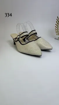 Heel 334 - ( Black/Cream) 1 inches heels