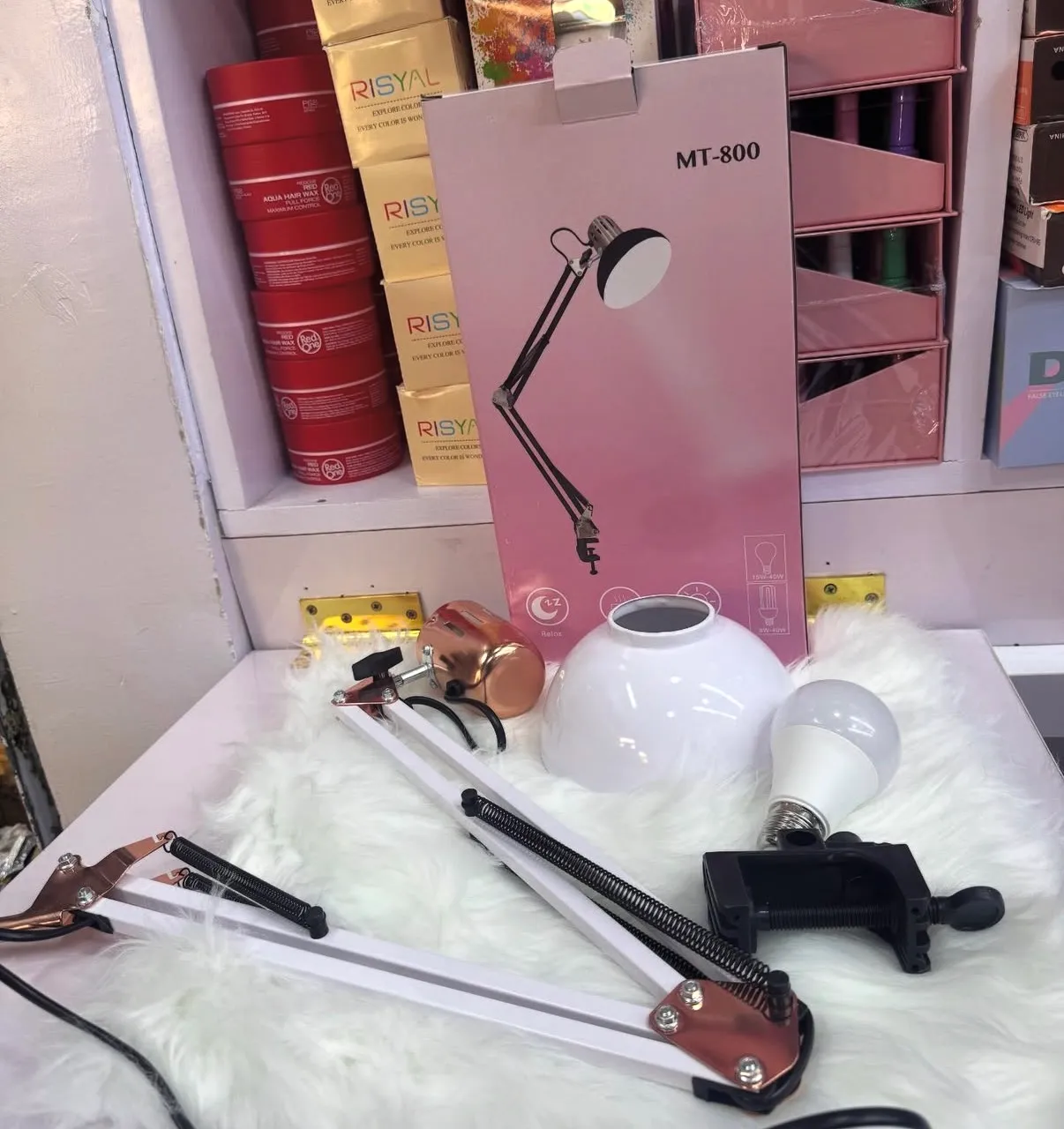 Rose Gold and White Clip Lamp MT 800