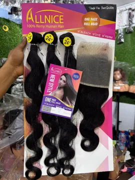 Allnice 24 Inch Remy Human Hair Full Head Pack
