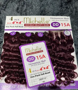 Machelle Double Drawn deep wave 4x4 closure