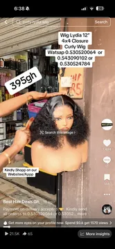 Wig Lydia 12” 4x4 Closure Wet Curls