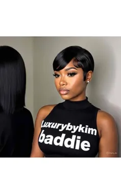 Baddie flat pixie cut