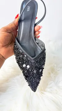 Zara Beaded Black Half Shoe ZBBHS