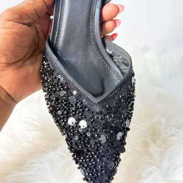 Zara Beaded Black Half Shoe ZBBHS